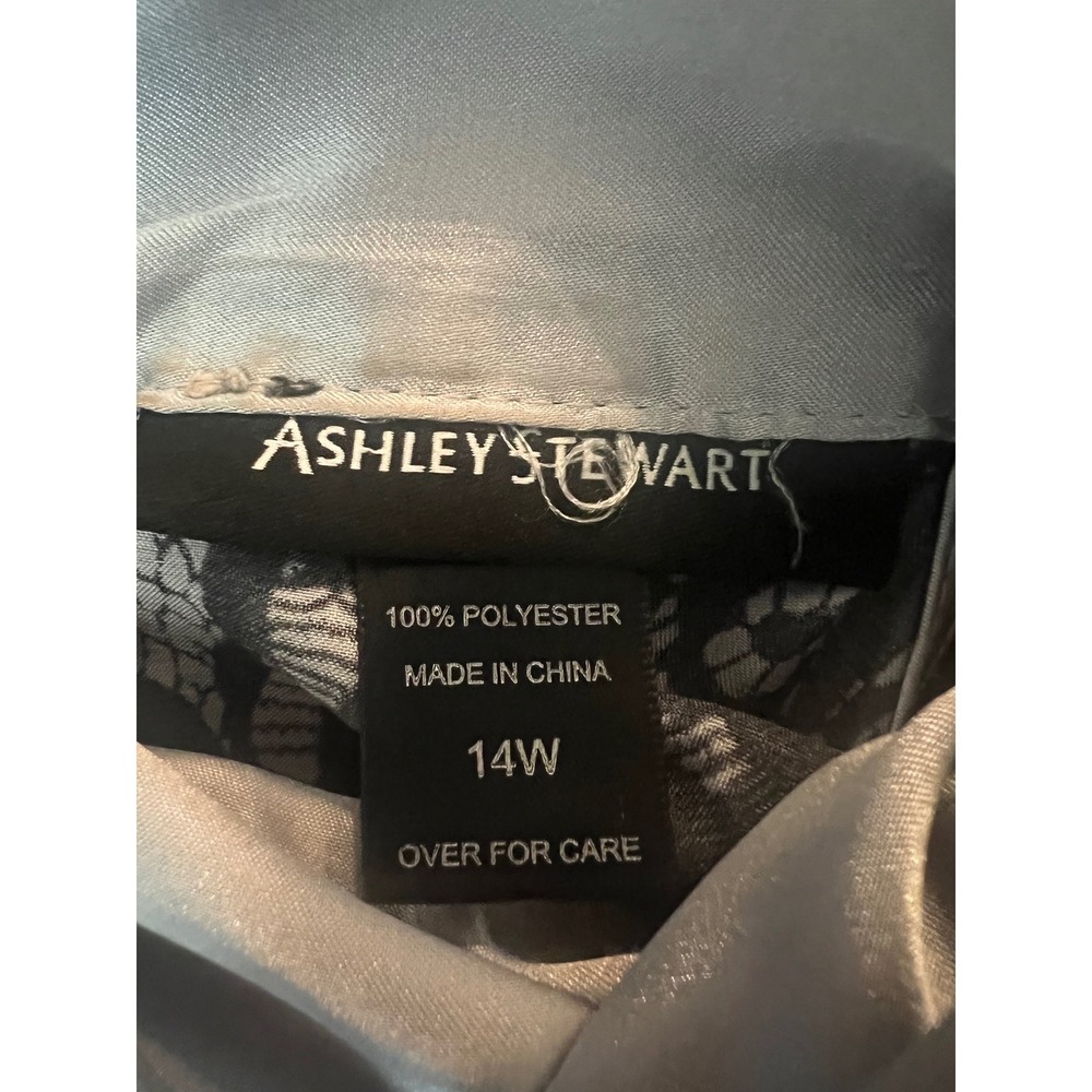 Ashley Stewart Silver Satin Halter Top Black Lace Panel Neck Tie 14W (1135) - Picture 3 of 14
